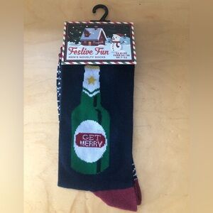 Festive Fun Get Merry Men’s Novelty Socks 8-12